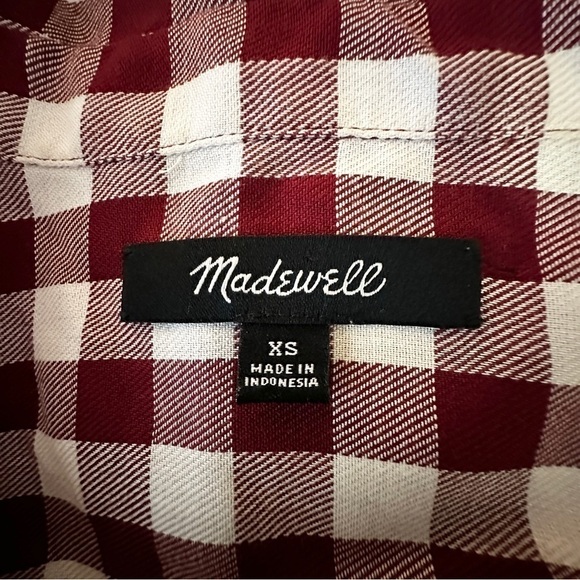 Madewell Gingham Plaid SS Popover Shirt XS Red - Picture 10 of 13